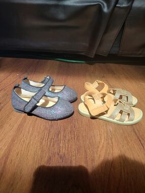 Cat & Jack Girls Glitter Mary Jane Ballet Flats and Gold Sparkle Strap Sandals